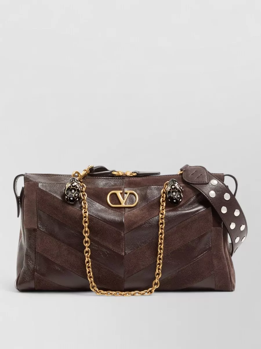 Valentino Suede patchwork medium shoulder bag