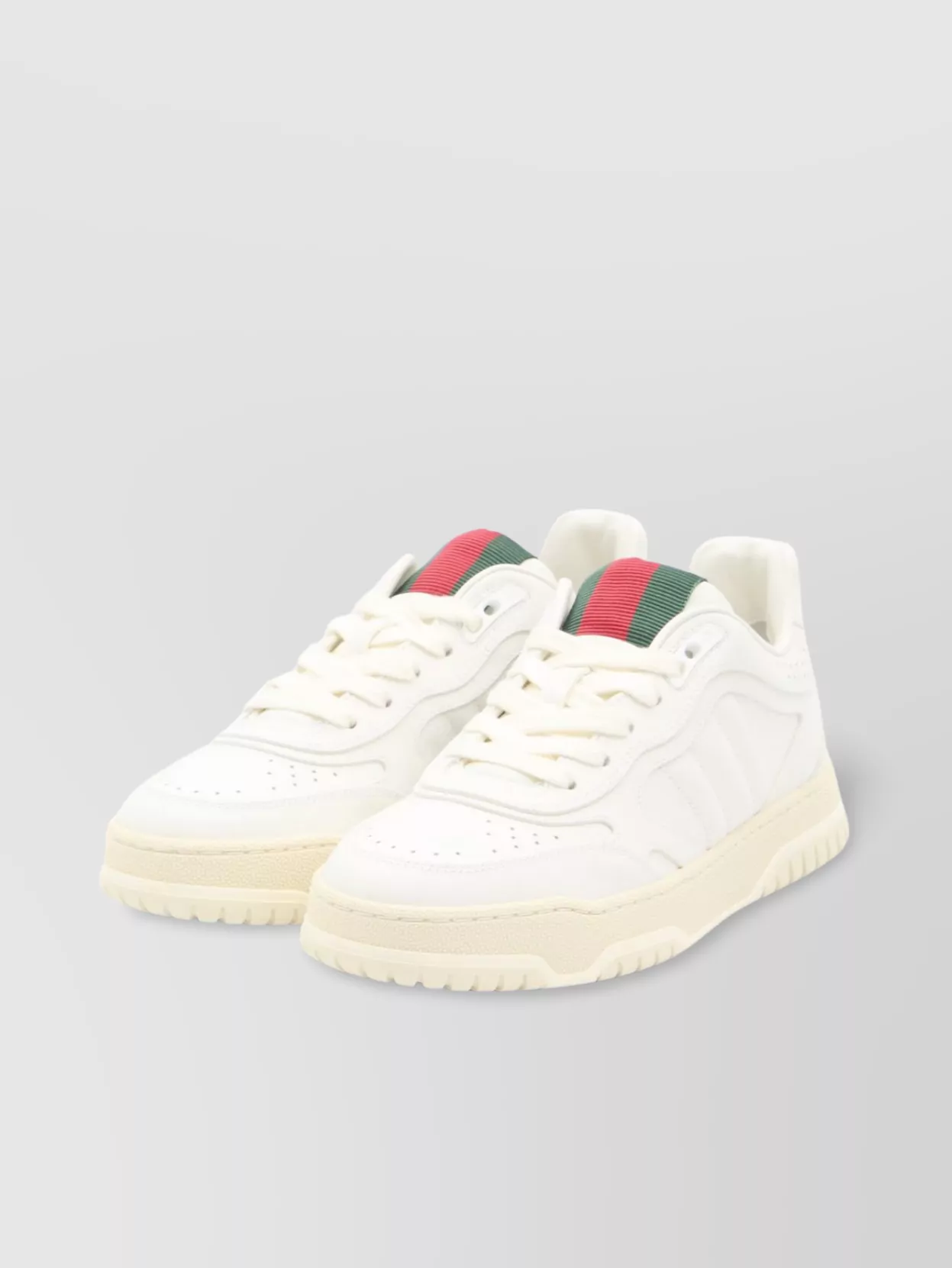 Gucci Re-web Leather Perforated Sneakers In White