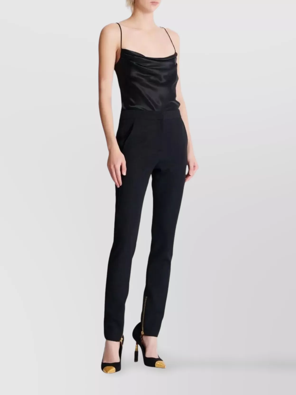 Balmain Slim Satin Pants Zip Detail