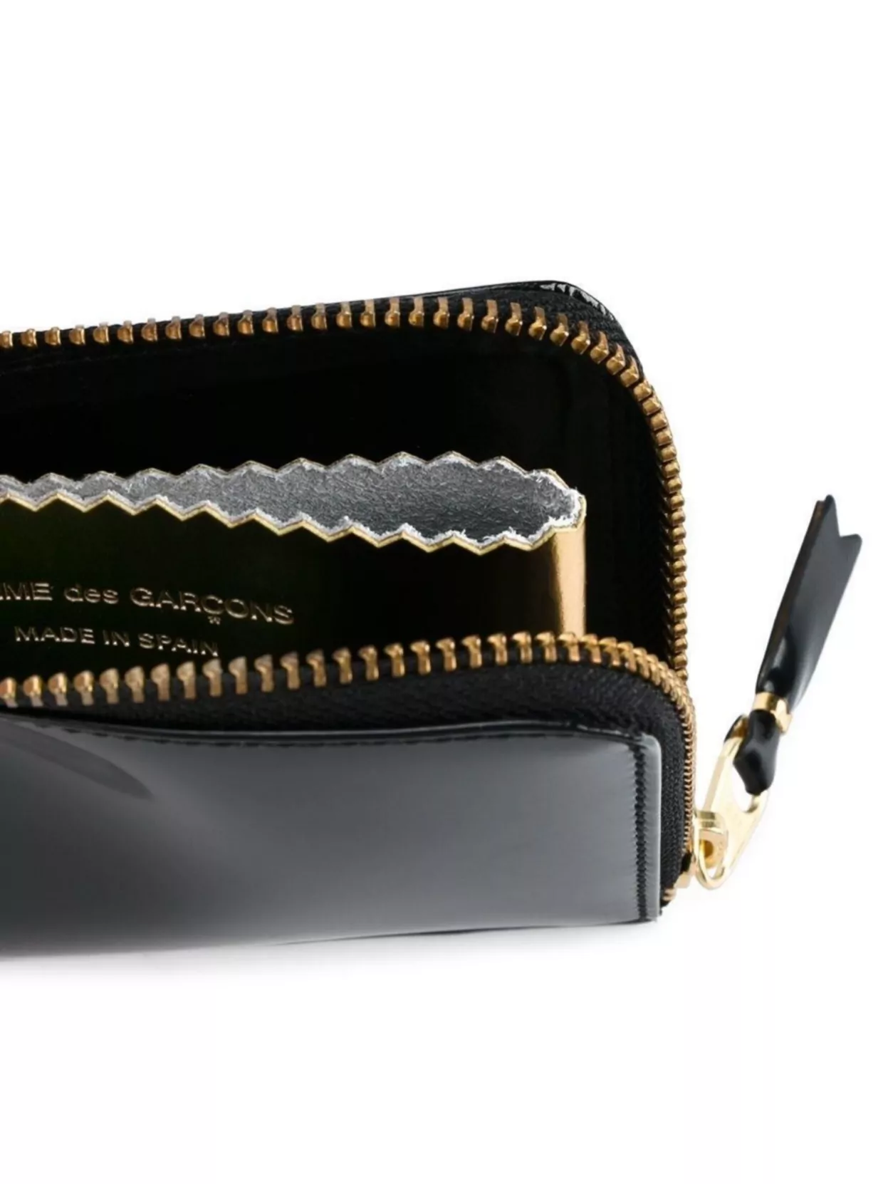 Shop Comme Des Garçons Zippered Glossy Gold-tone Hardware Purse