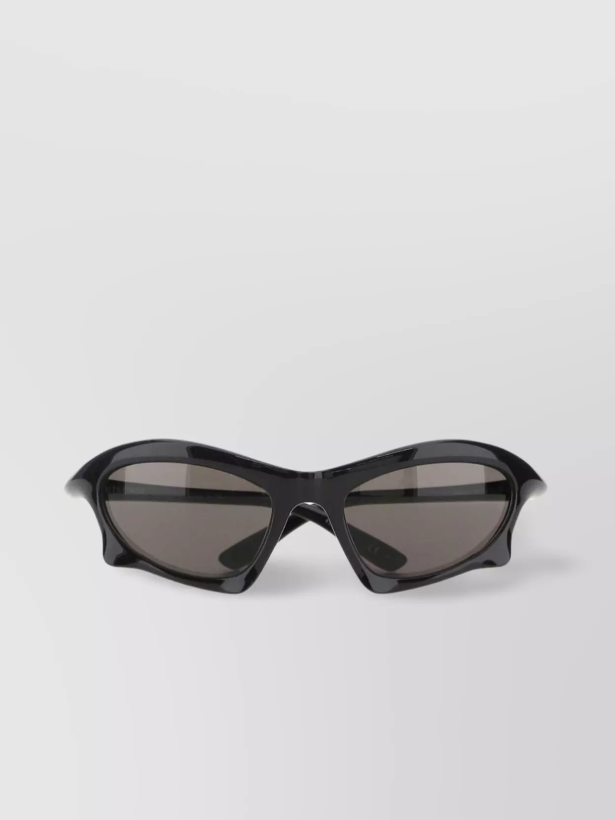 Shop Balenciaga Rectangle Sunglasses With Cat Eye Frame And Slim Arms In Black