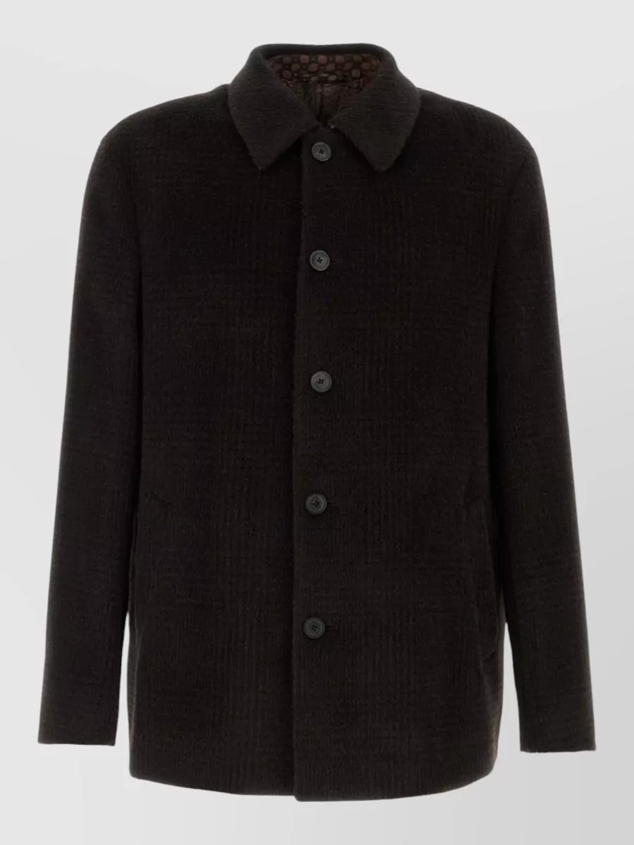 Etro Caban Wool-blend Overcoat For Men In Brown
