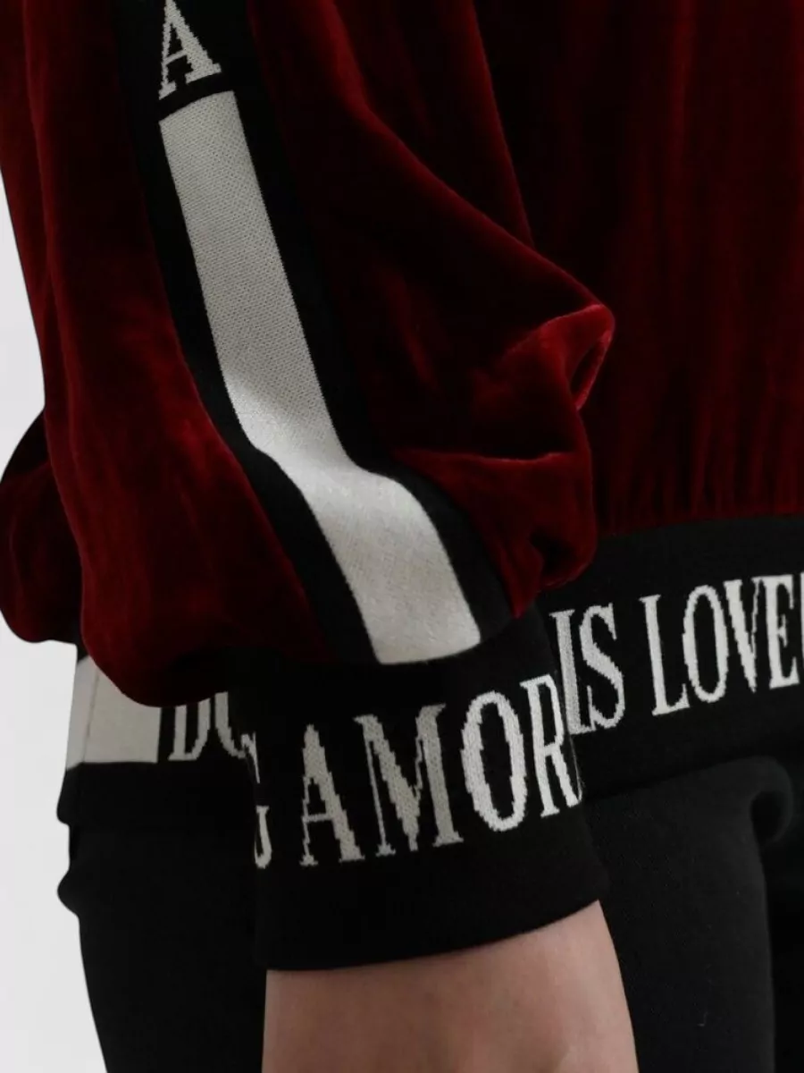 Dolce&Gabbana Velvet Striped Crew Neck Long-Sleeve Sweatshirt