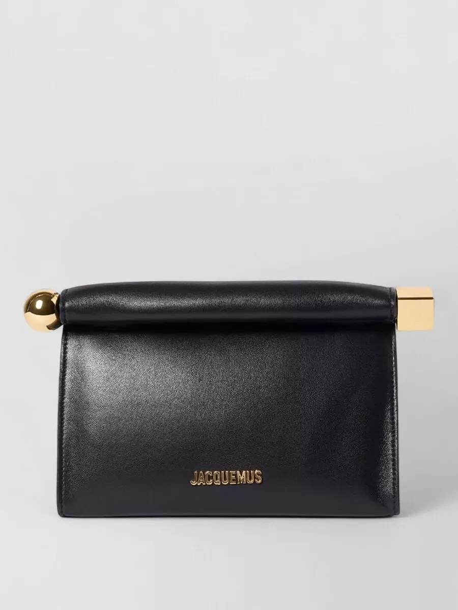 Jacquemus le rond carré lamb leather clutch bag