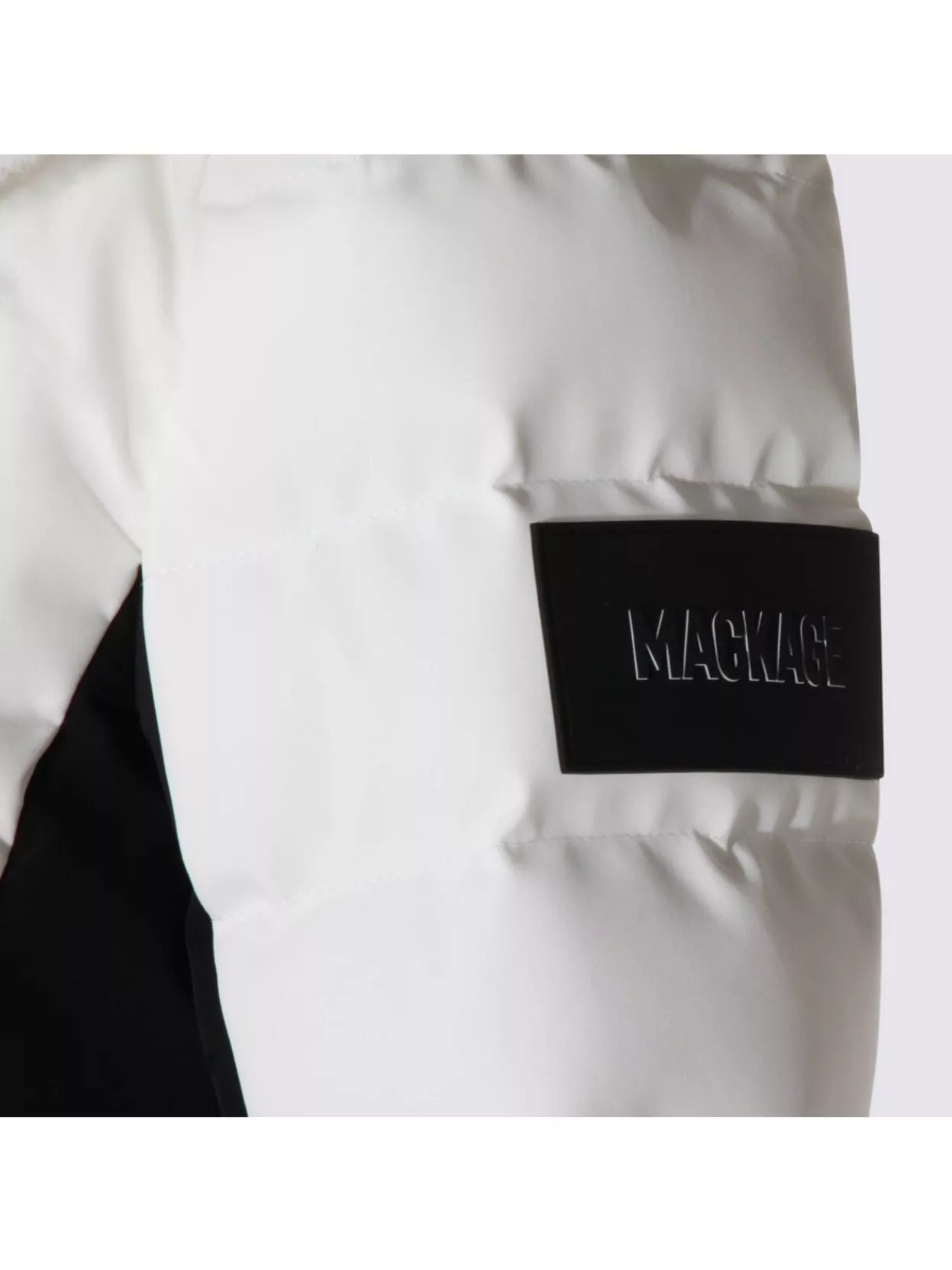 Mackage Quilted Hooded Jacket With Belt And Fur In White