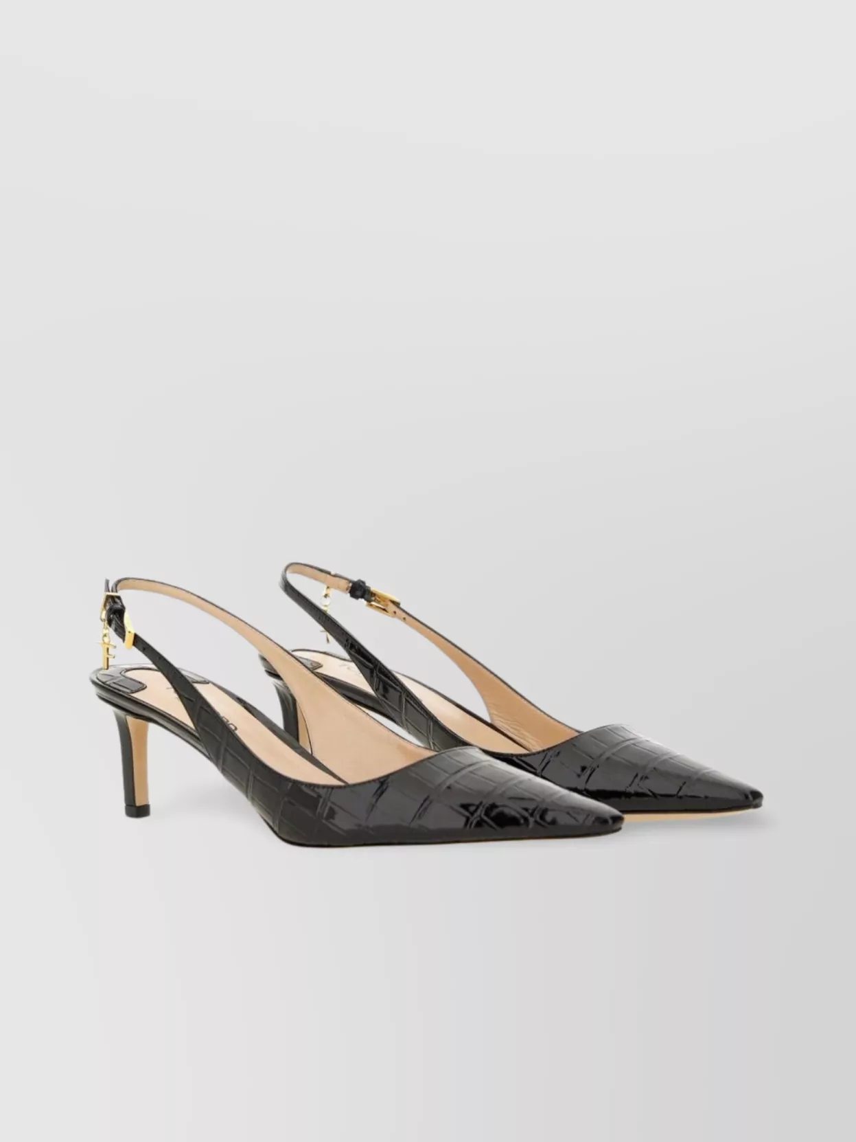 TOM FORD ANGELINA CROC-EMBOSSED SLINGBACK KITTEN HEEL PUMPS 