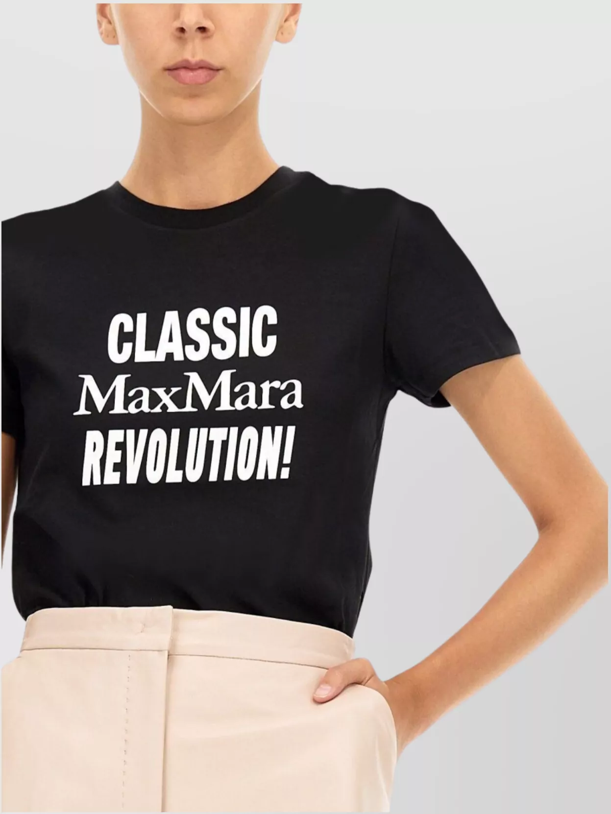 Max Mara Graphic Print Crew Neck Short Sleeve Top In Black