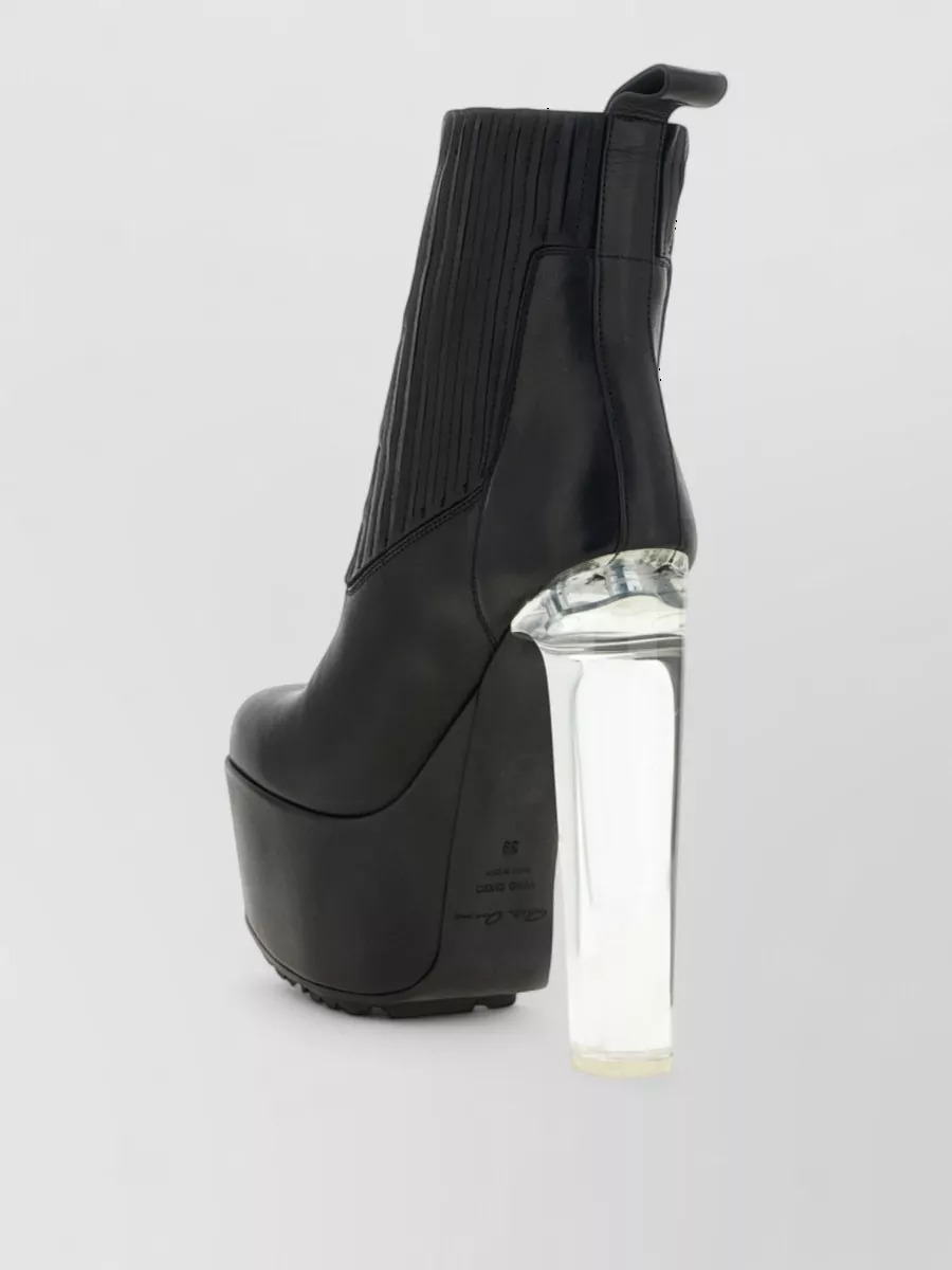 Rick Owens Leather Platform Ankle Boots