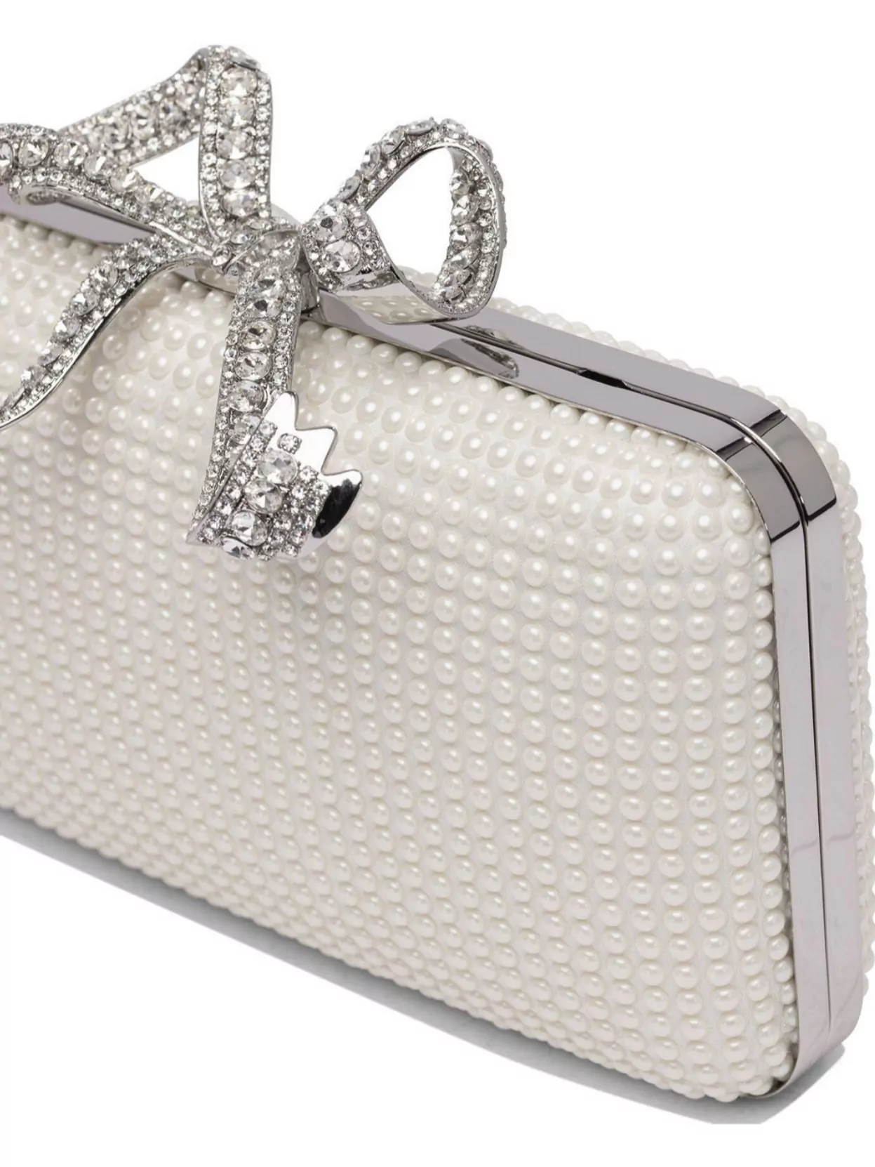 Shop Self-portrait Bow Chain Pearl Clutch Bags
