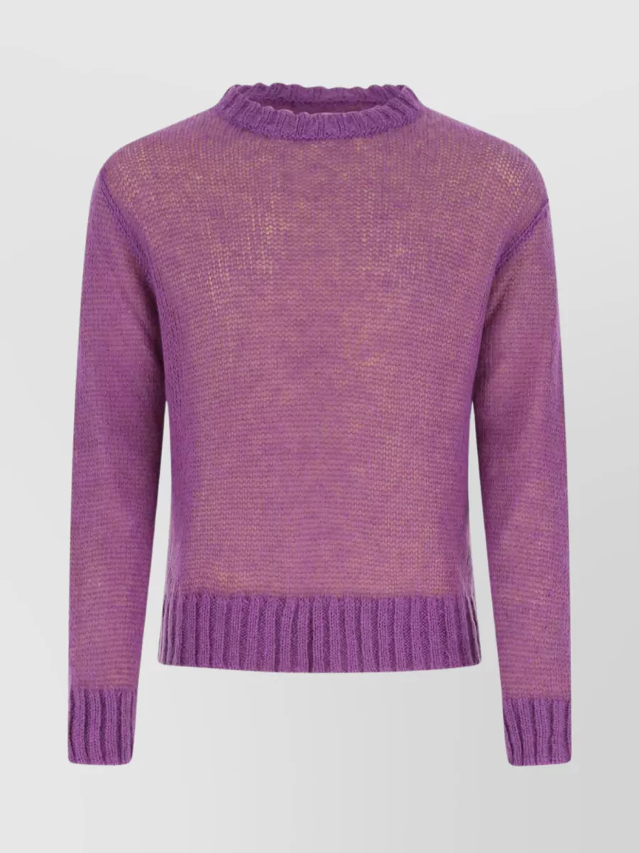 Shop Jil Sander Mohair Blend Crew Neck Sweater In Purple