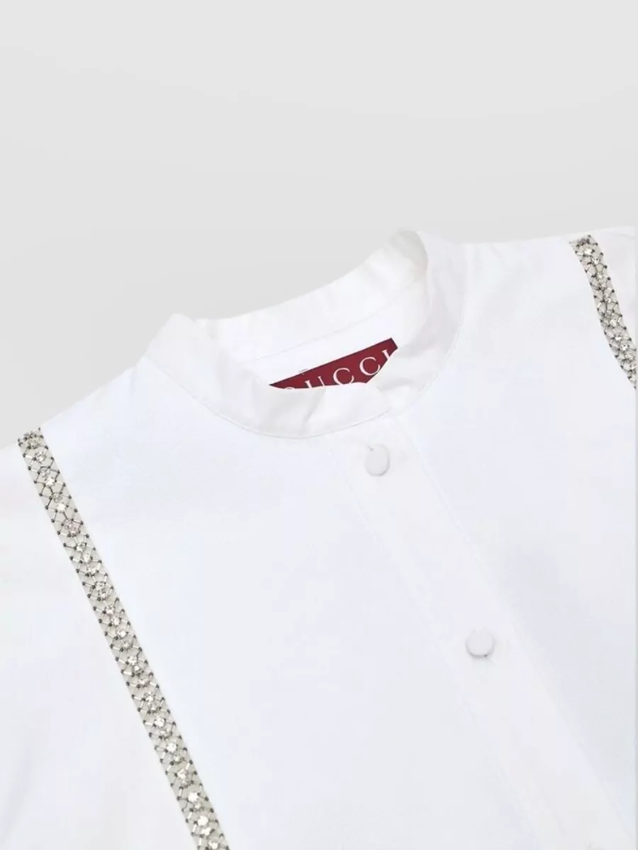 Gucci Cotton Embellished Long-Sleeve Tunic Shirt