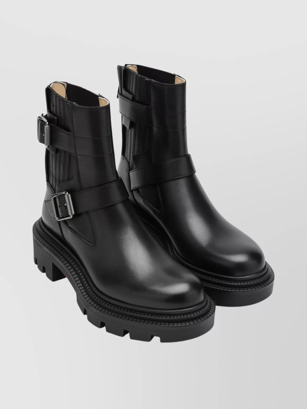 Christian Louboutin Ankle Biker Boots With Buckle And Chunky Sole