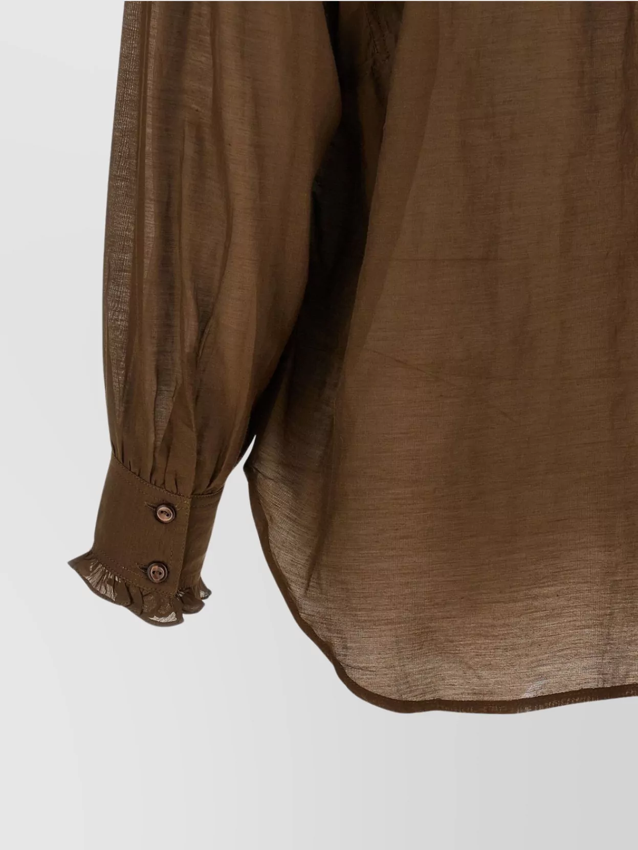 Isabel Marant Etoile Sheer Fabric Ruffled High Neck Top