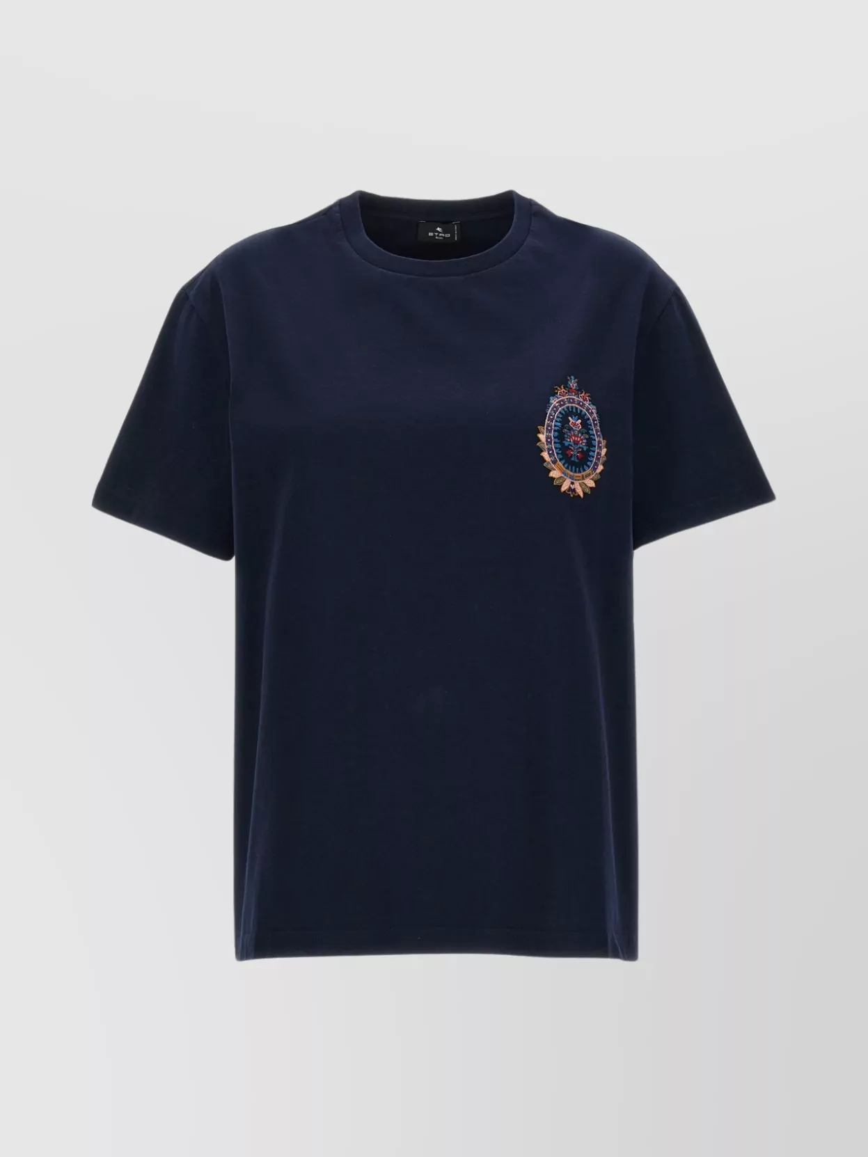 Etro Embroidered Detail Short Sleeve T-shirt In Blue