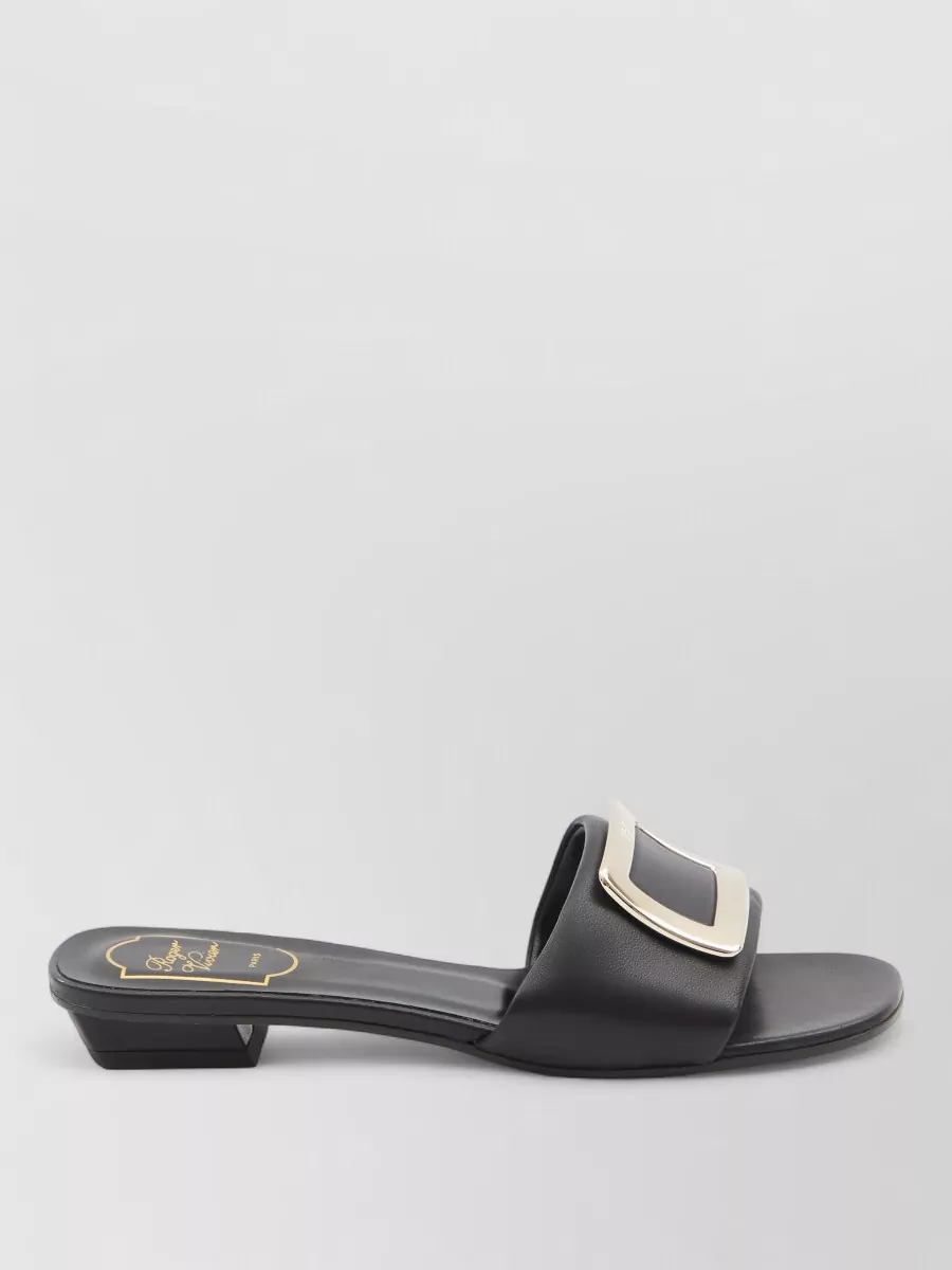 Roger Vivier Leather Slides Mule Buckle Square Toe
