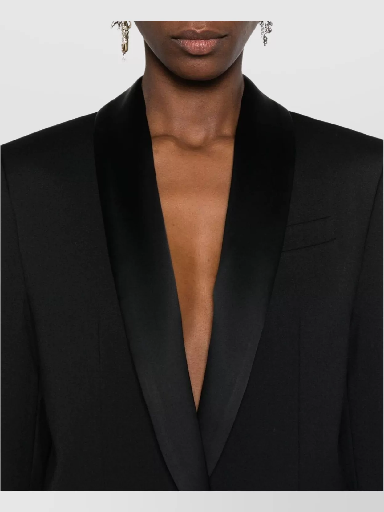 Semicouture Longline Satin Lapel Jacket Pockets