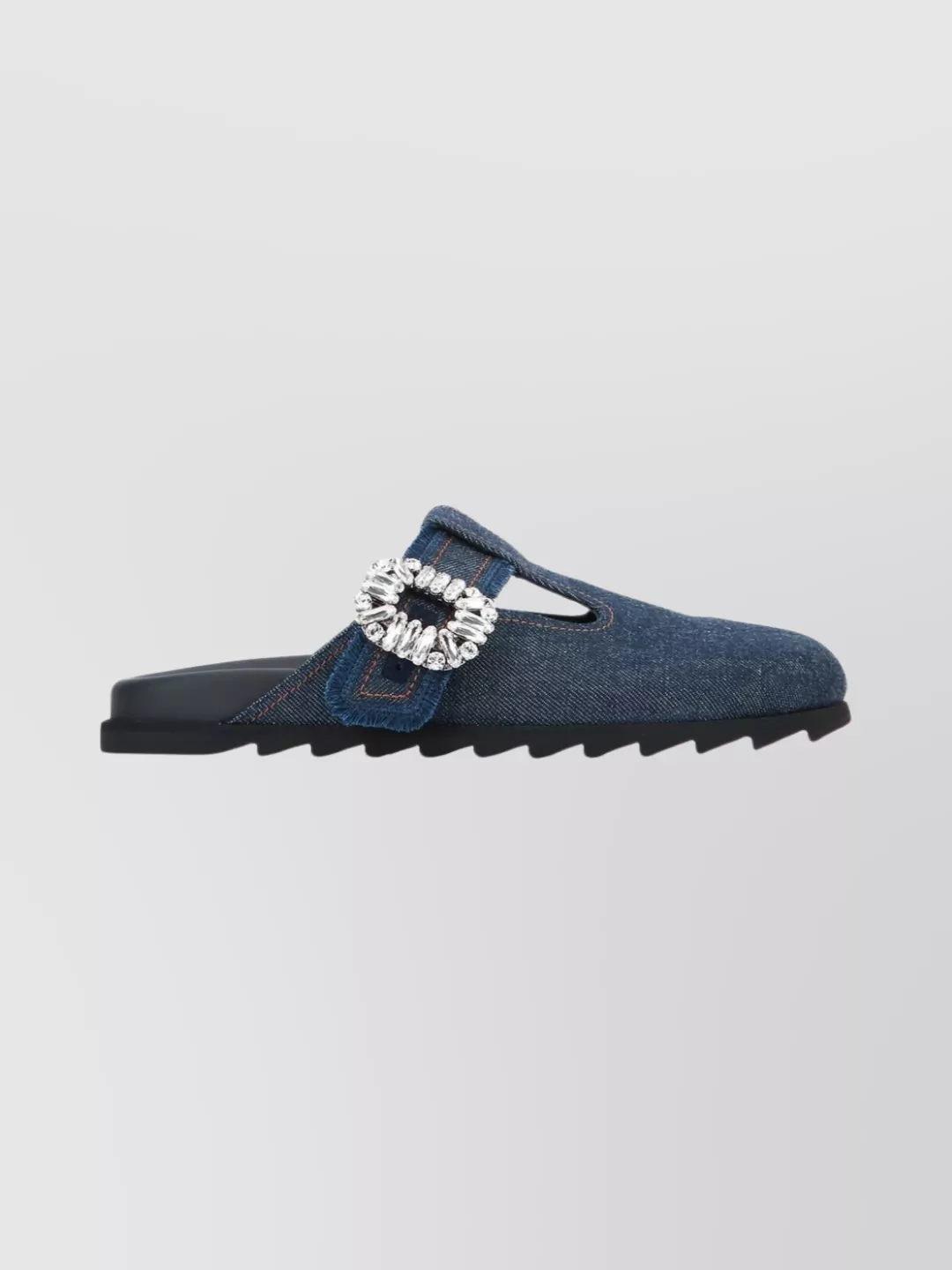 Roger Vivier Slidy Viv Embellished Denim Mules