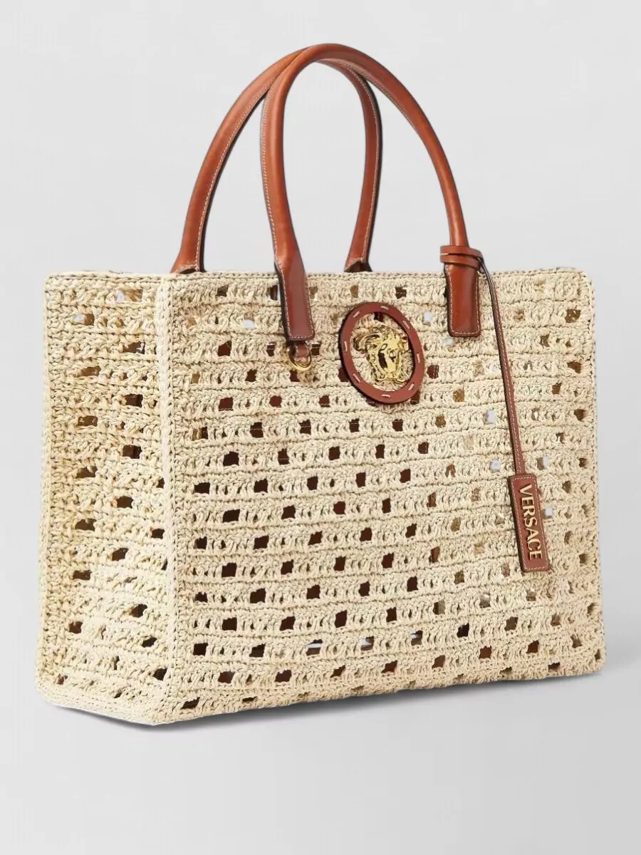 Versace La Medusa Large Raffia Tote Bag