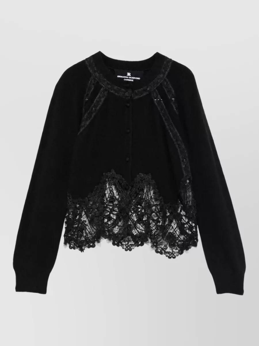 Ermanno Scervino Cashmere cropped lace cardigan