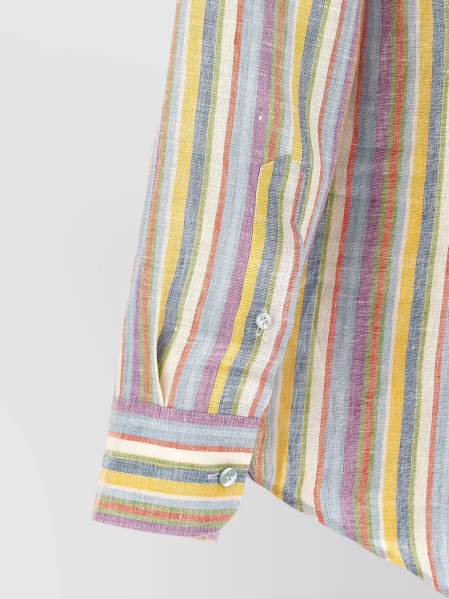 Etro Linen Shirt Button Down Collar Stripes
