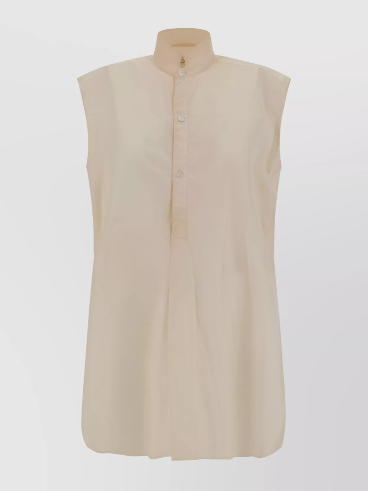 Shop Quira Sleeveless Cotton Shirt Mandarin Collar