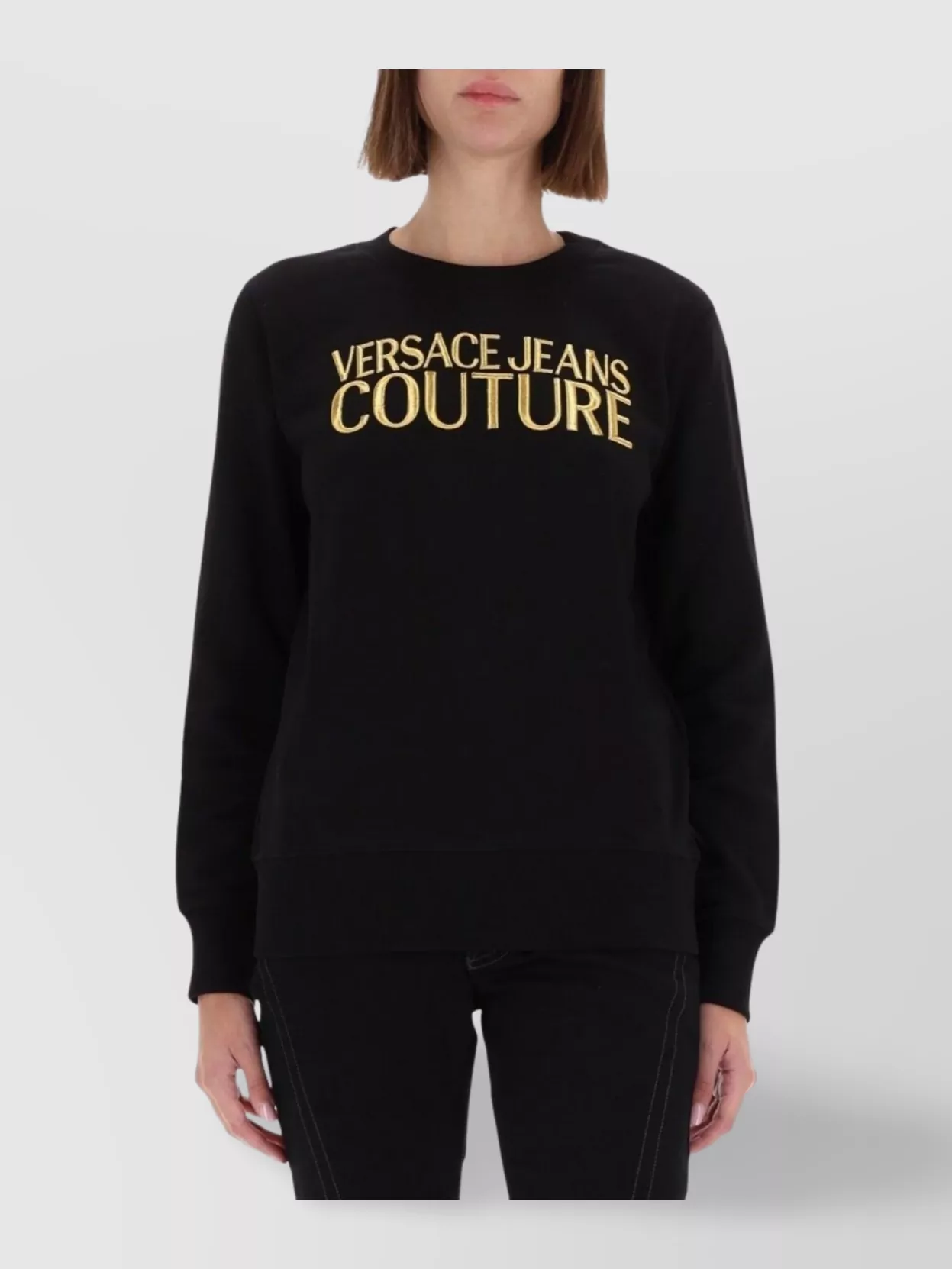 Versace Jeans Couture Long Sleeve Ribbed Knit Crew Neck