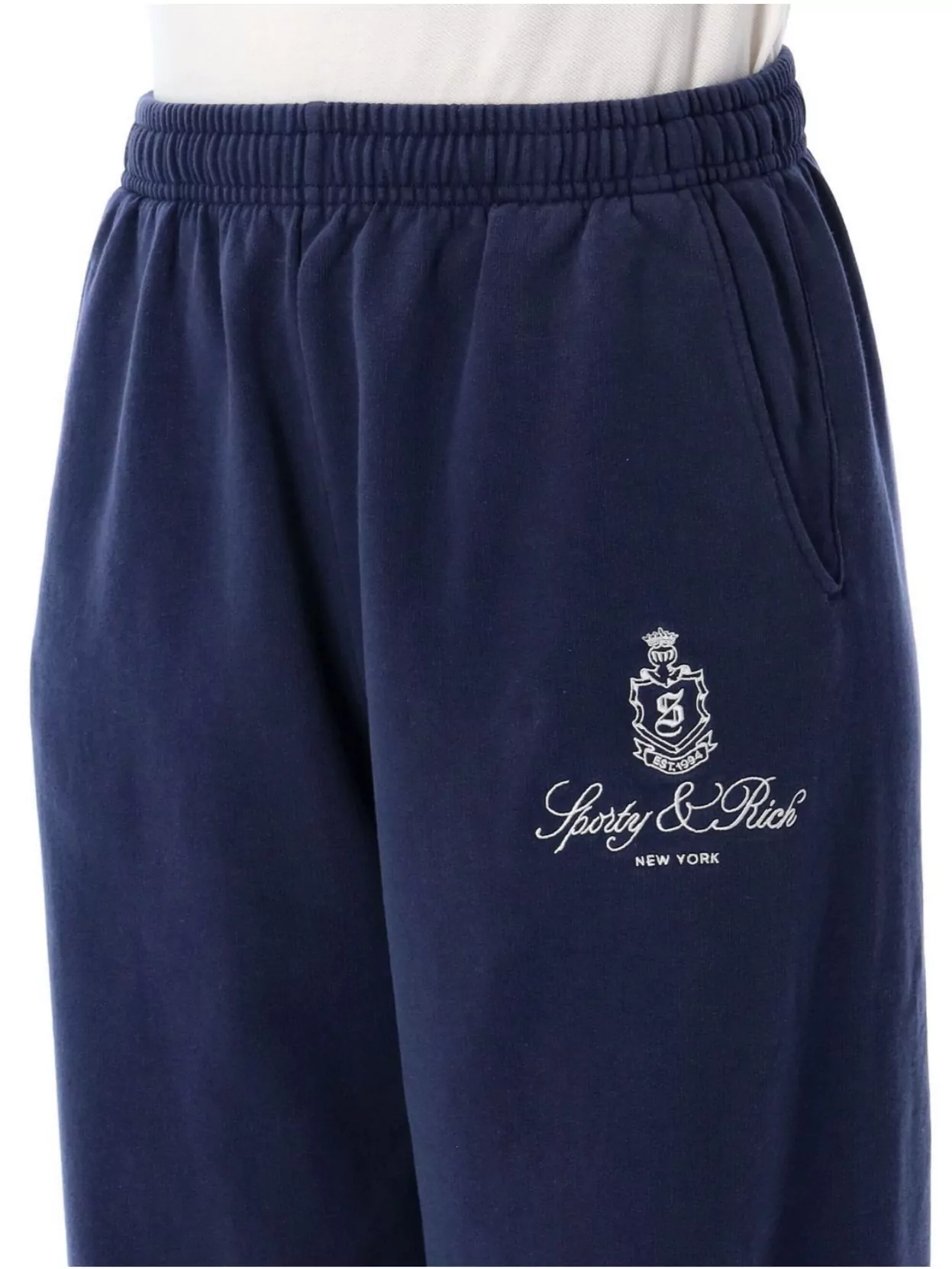 Shop Sporty And Rich Ribbed Cuffs Embroidered Jogging Pants