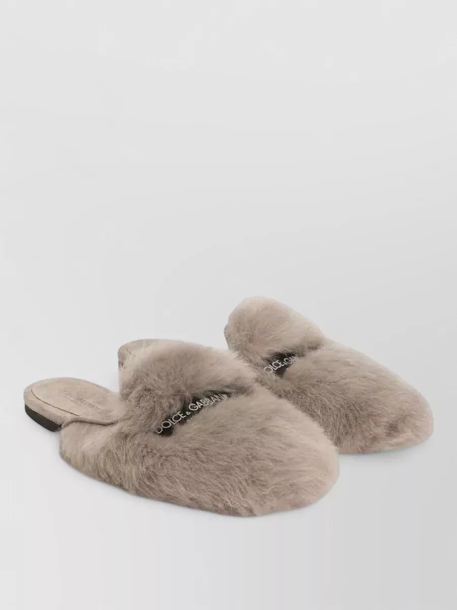 Dolce&Gabbana Shearling Suede Slippers