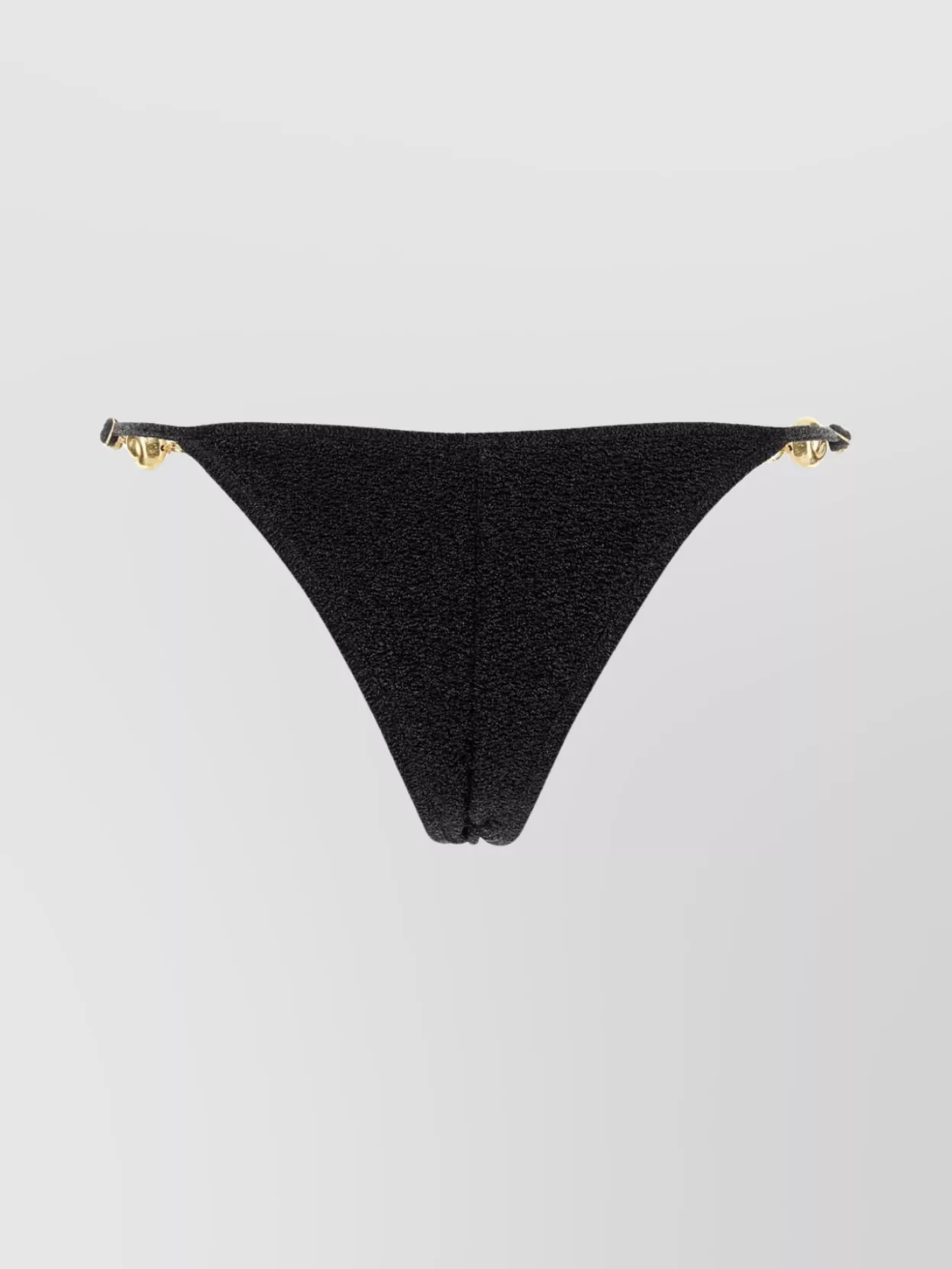 REINA OLGA STRETCH NYLON BIKINI BOTTOM WITH GOLD-TONE EMBELLISHMENTS