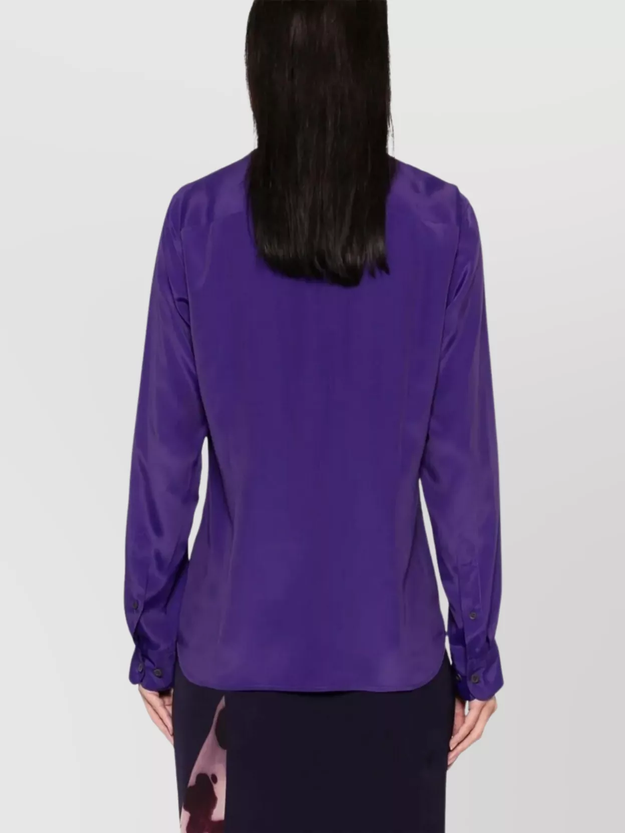 Shop Dries Van Noten Satin Pointed Collar Long Sleeves Shirt