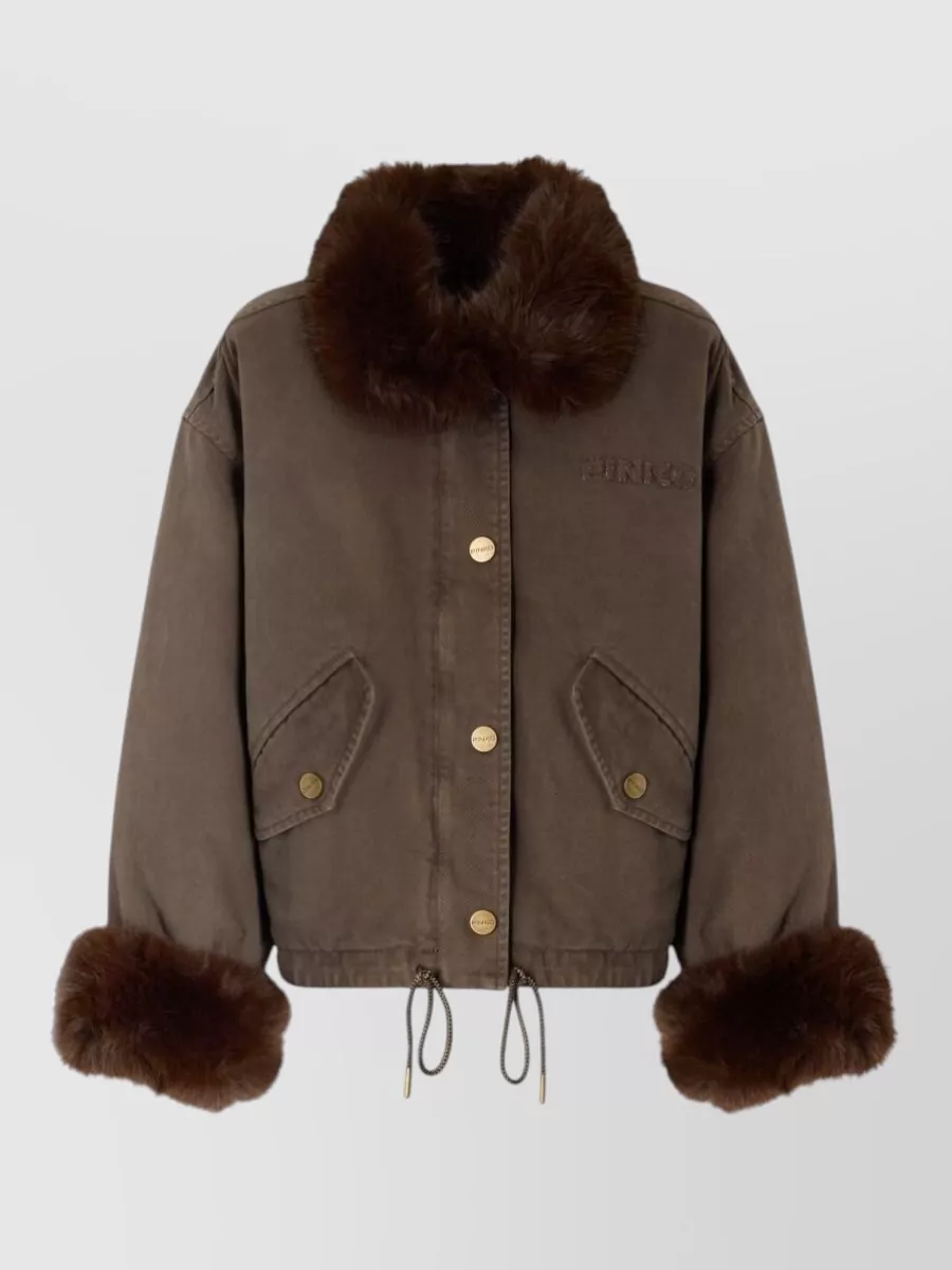 Pinko Faux fur trim cropped jacket