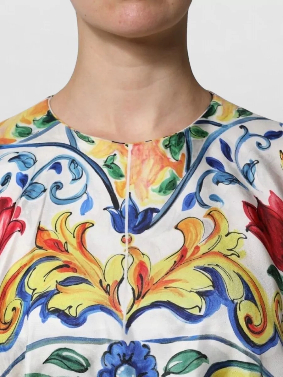 Dolce&Gabbana silk printed short-sleeve maxi kaftan