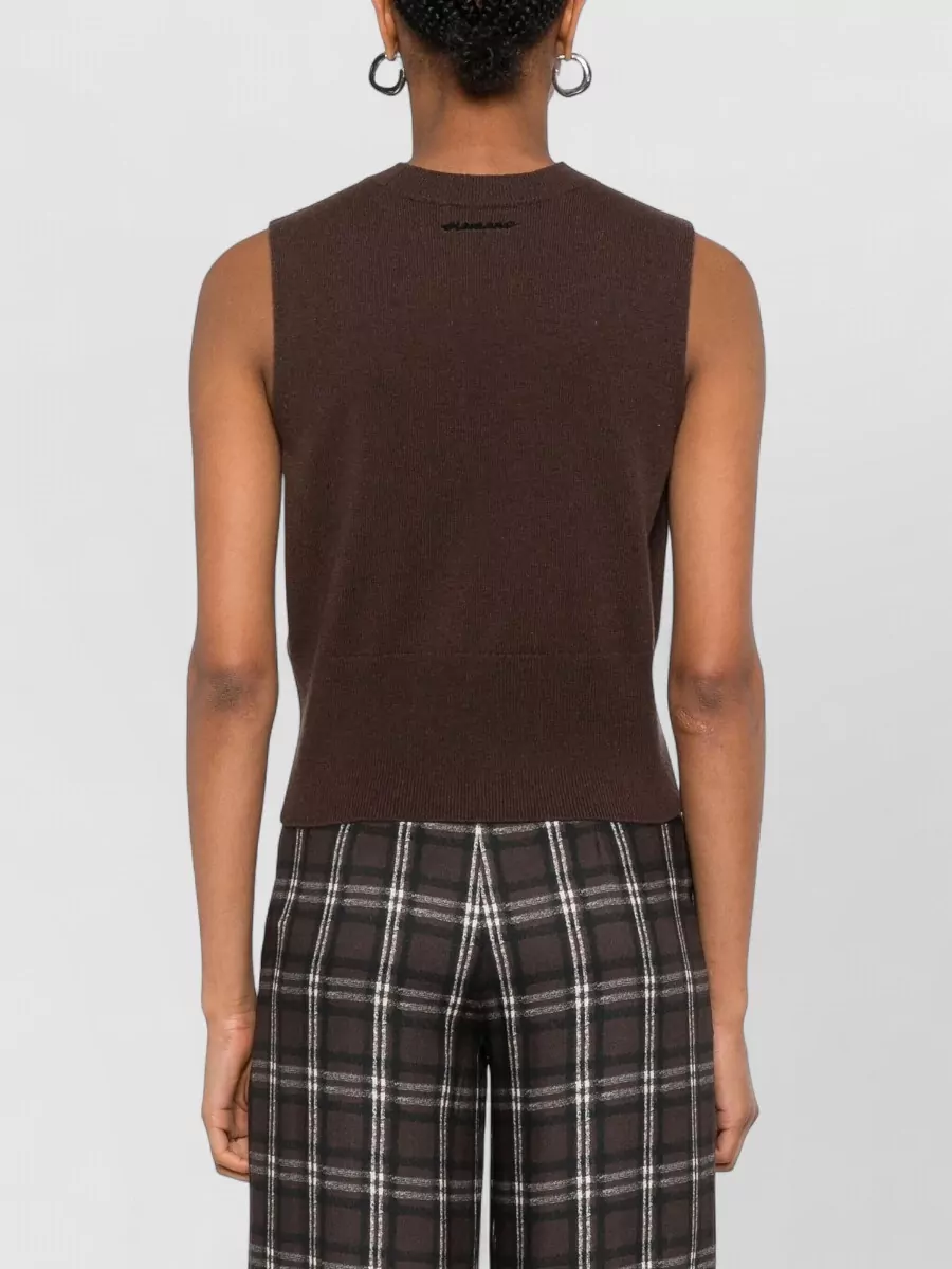 Ermanno Firenze Crew Neck Sleeveless Knit Top Embroidered