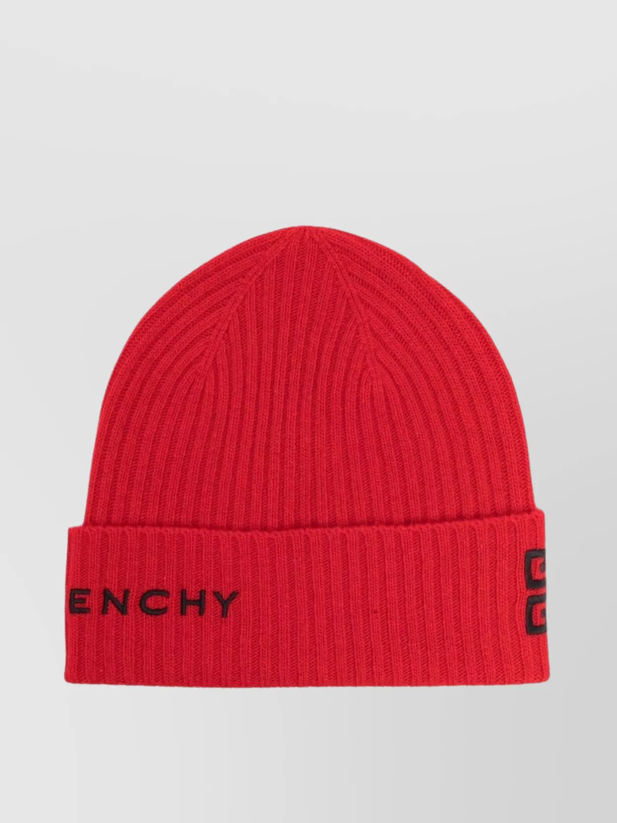 Shop Givenchy Turn-up Brim Ribbed Knit Hat In Red
