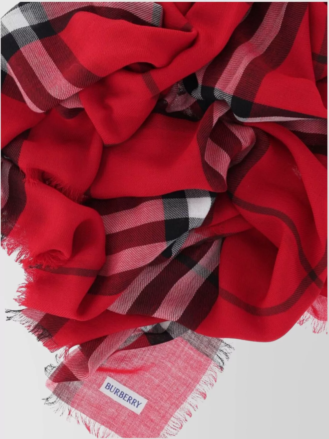 Burberry Soft Check Pattern Scarf With Fringed Edges