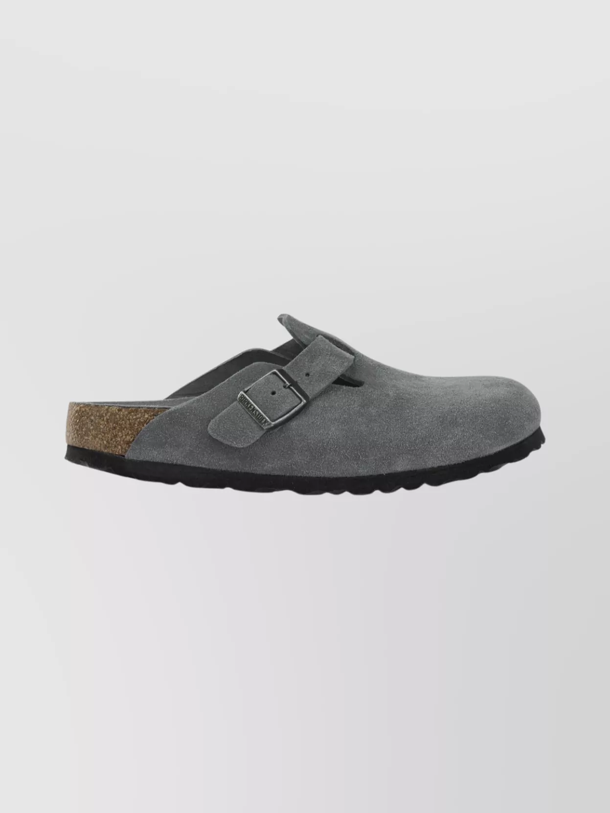 Birkenstock Suede Loafers With Buckle And Textured Sole In Gray