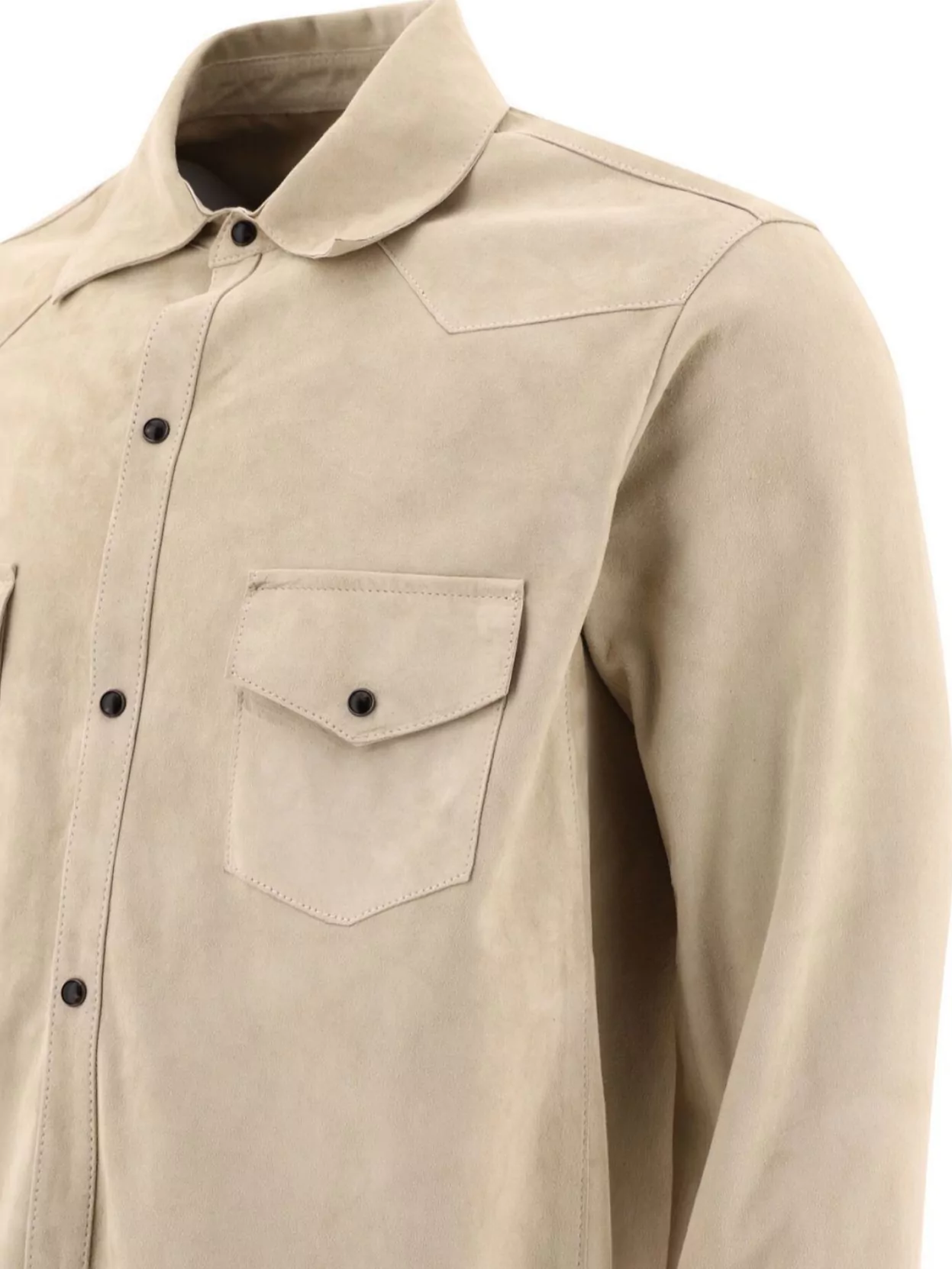 Tagliatore Suede-leather Button-down Shirt Jacket In White