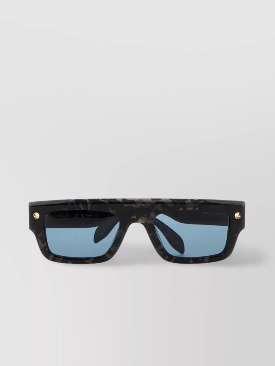 Shop Alexander Mcqueen Acetate Sunglasses Featuring Pattern And Metal Accents In Black