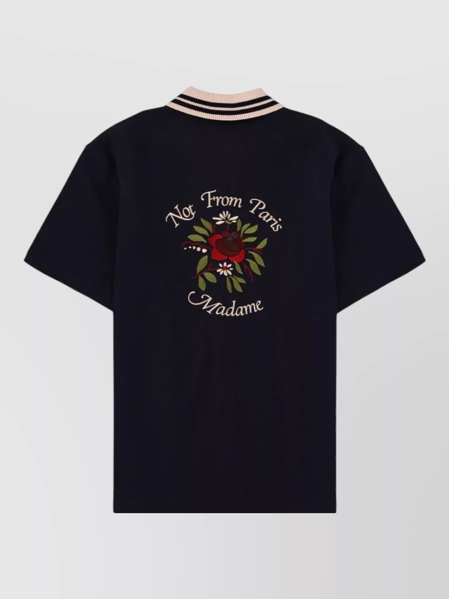 Drôle De Monsieur Slogan Rose Shirt Relaxed Cut Stripes