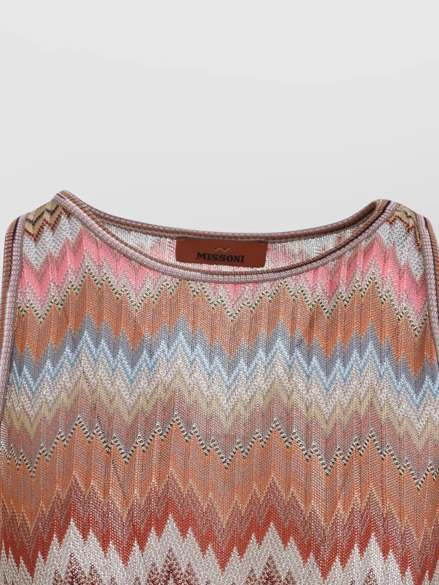 Missoni Sleeveless Top Round Neckline Ribbed Hem