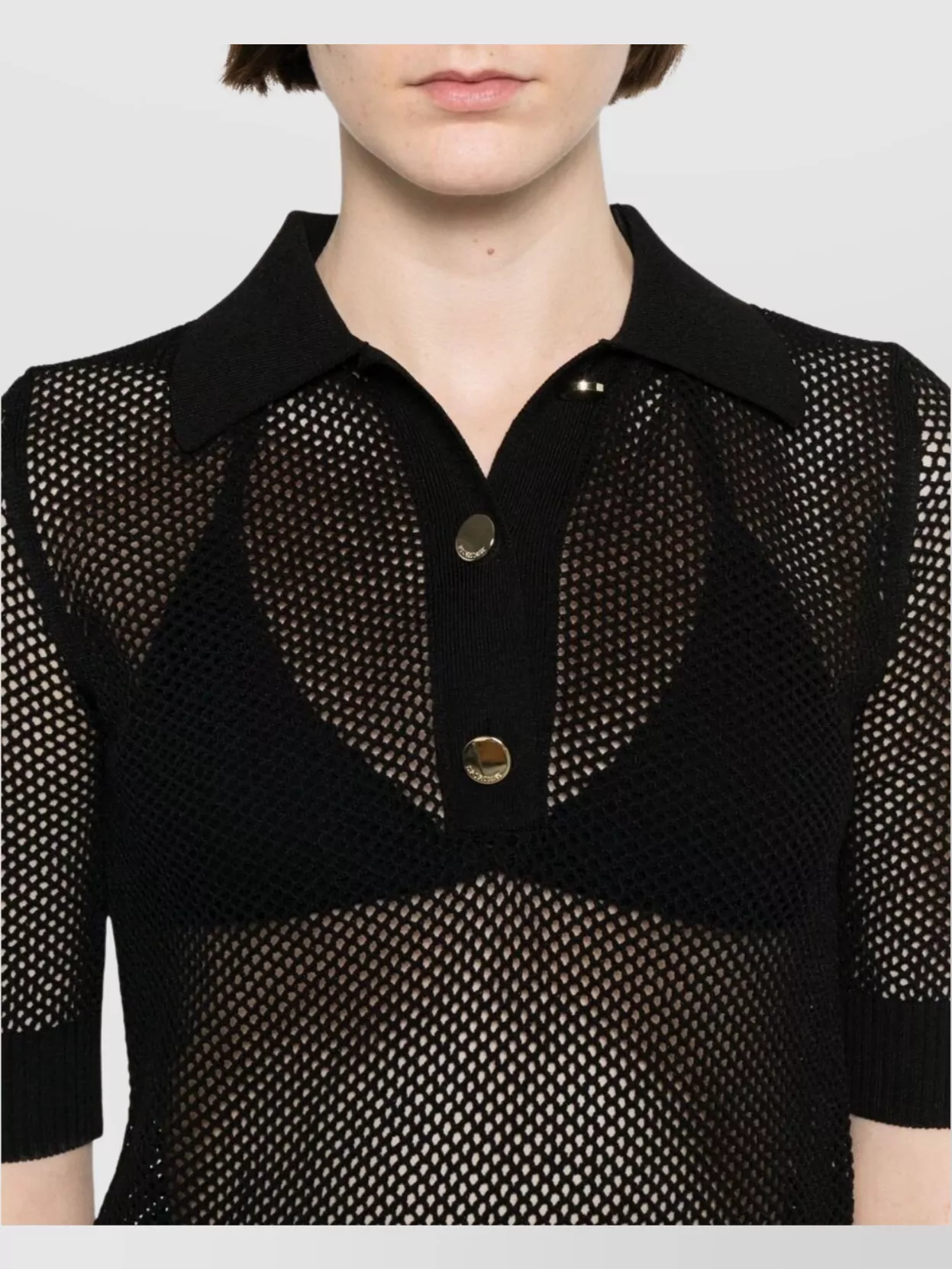 Sportmax Knitwear Crewneck With Button Detailing And Mesh Design
