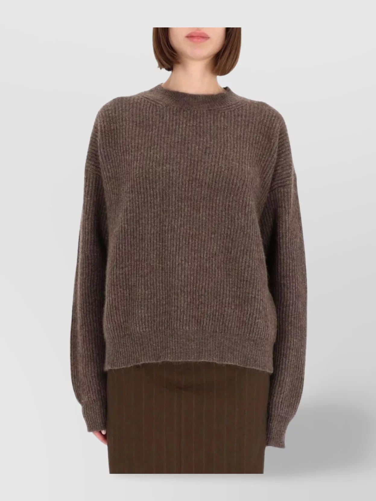 Uma Wang Cozy Knit Sweater Ribbed Texture In Brown