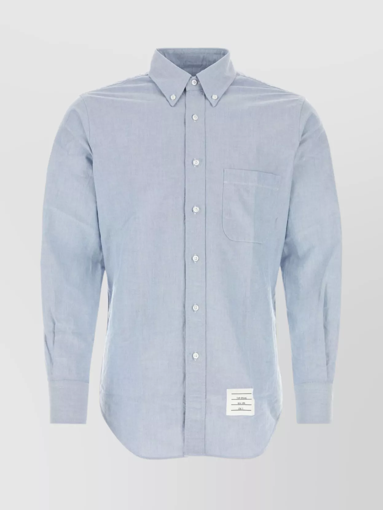 Shop Thom Browne Buttoned Oxford Shirt With Rounded Hemline