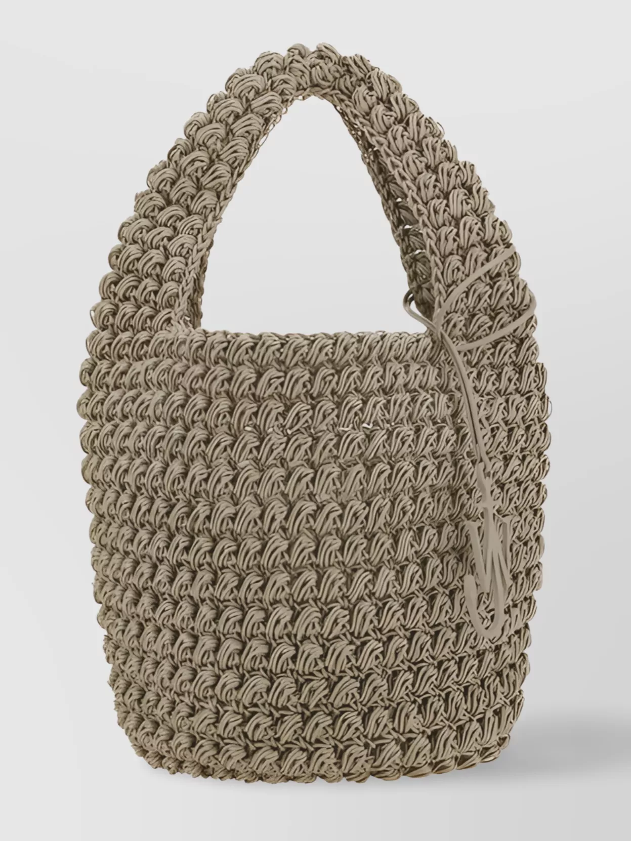 Shop Jw Anderson Large Knit Bucket Bag With Leather Charm