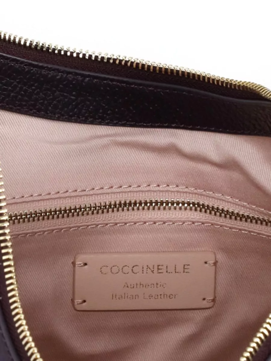 Coccinelle Pebbled Leather Shoulder Bag Removable Strap