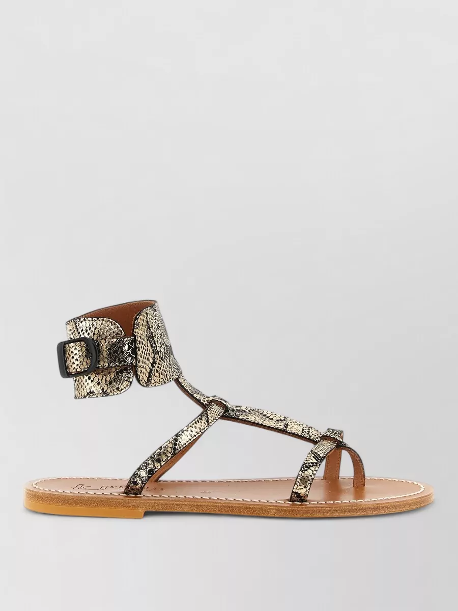 K. Jacques Leather Python Print Sandals