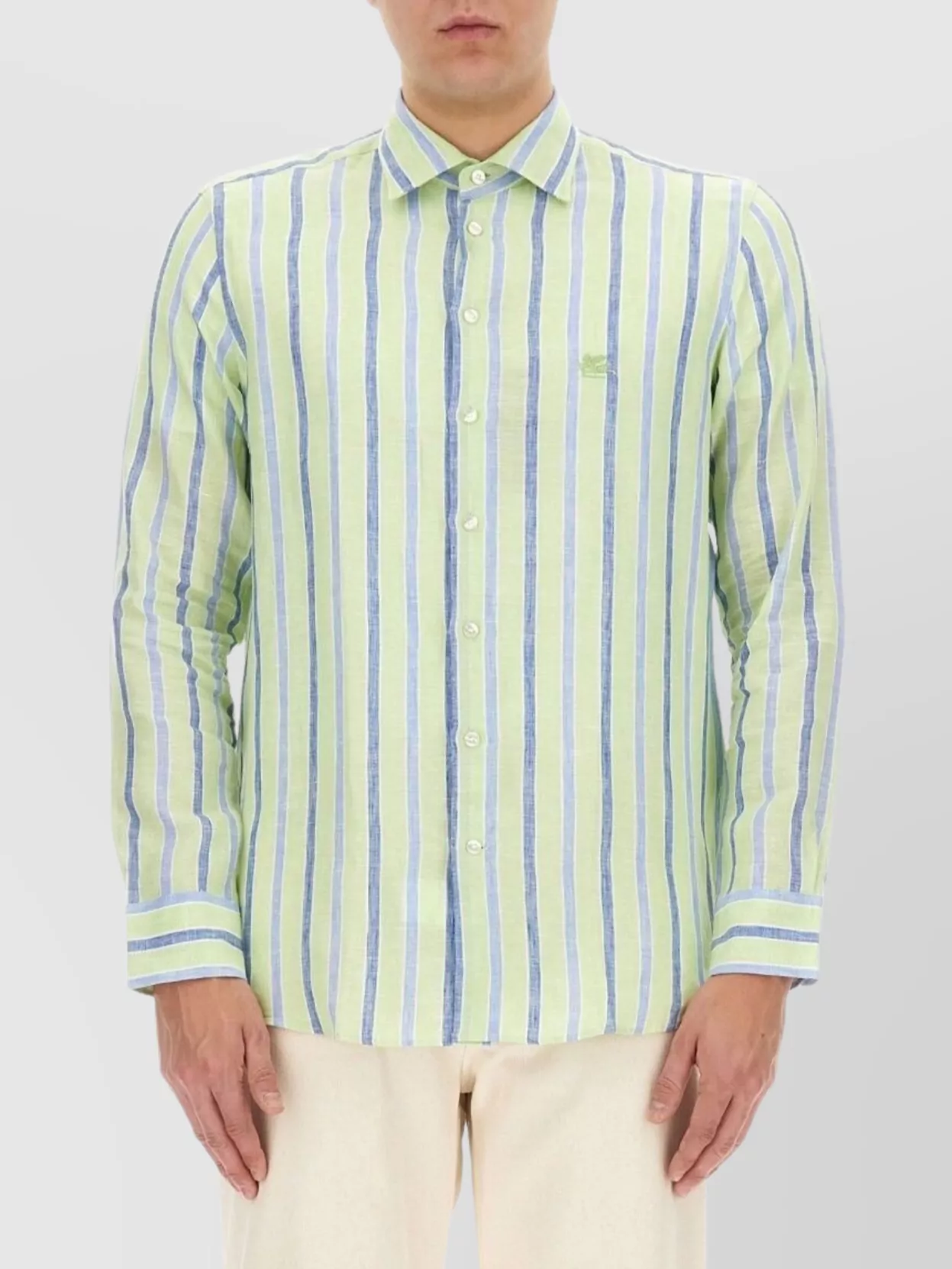 Etro Striped Pegasus Logo Shirt With Button-Down Collar