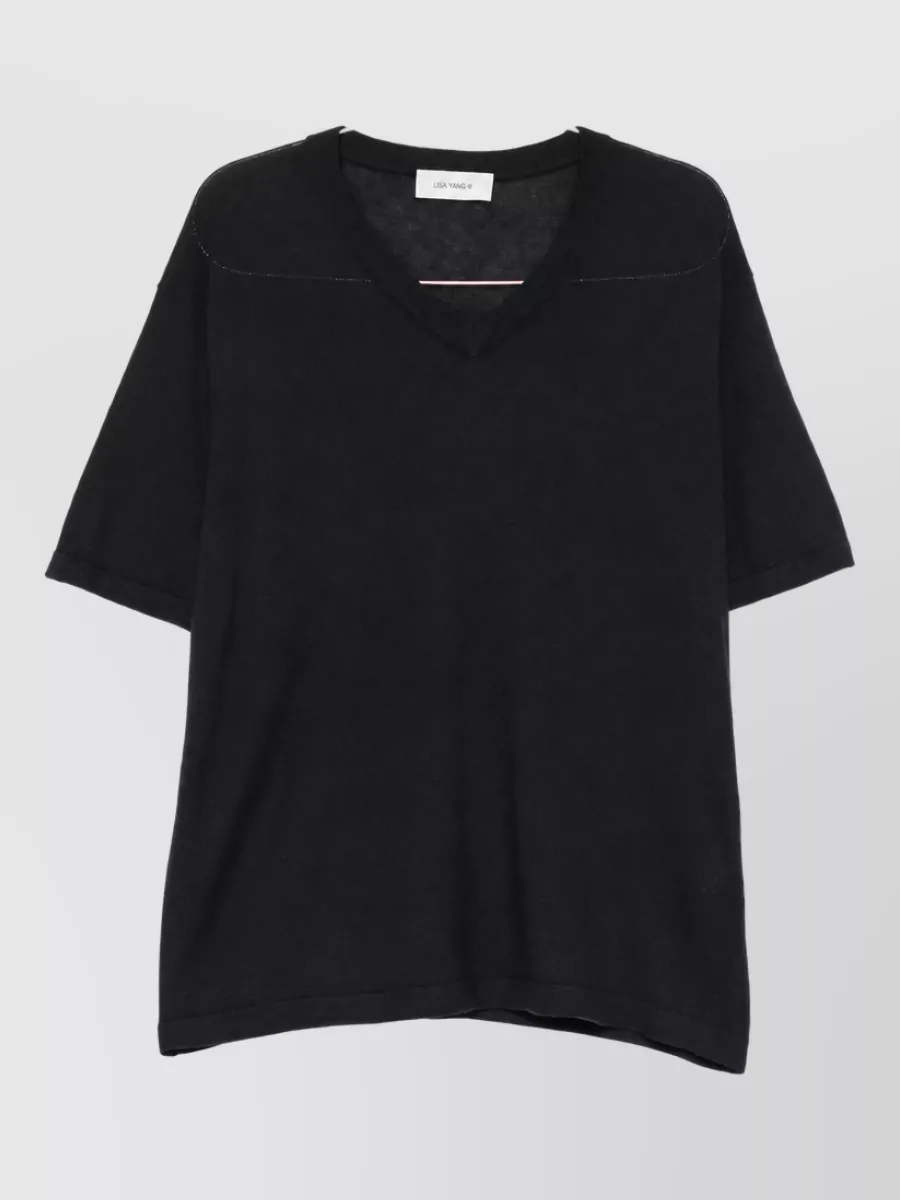 Lisa Yang Cashmere V-Neck Short-Sleeve T-Shirt