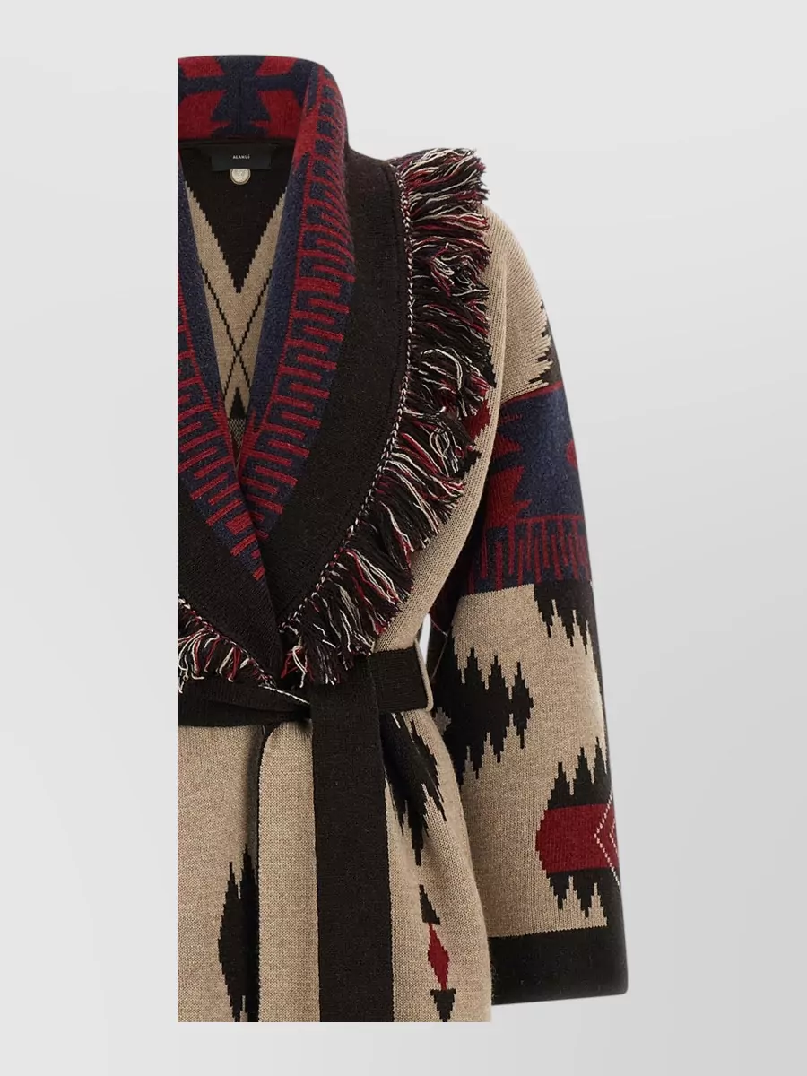 Alanui Virgin Wool Jacquard Belted Long Robe