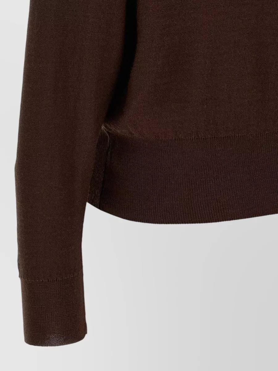 Lemaire Wool V-Neck Draped Ribbed Cardigan